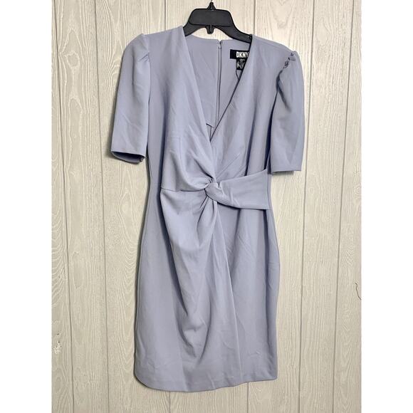DKNY Sky Mist Blue Wrap Dress Short Sleeve Size 4 NWT - Picture 1 of 6